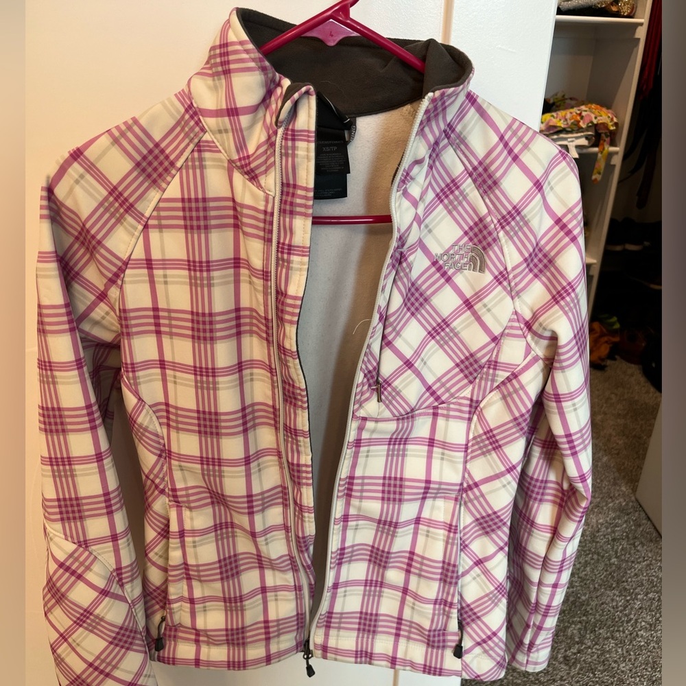 XS plaid north face jacket